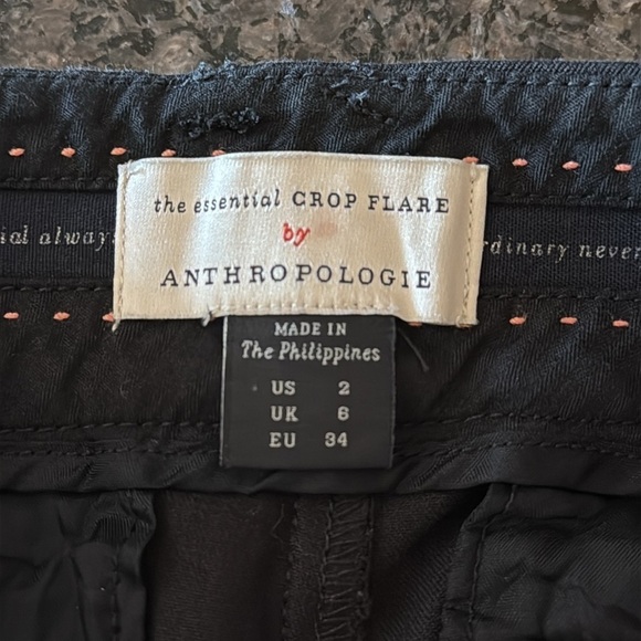 Anthropologie Black The Essential Tassel Hem Crop Flare Pants - Picture 5 of 10